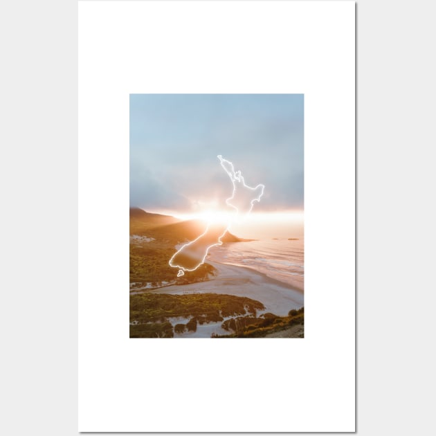 New Zealand Country Map | Luminous Landscapes Wall Art by Visitify